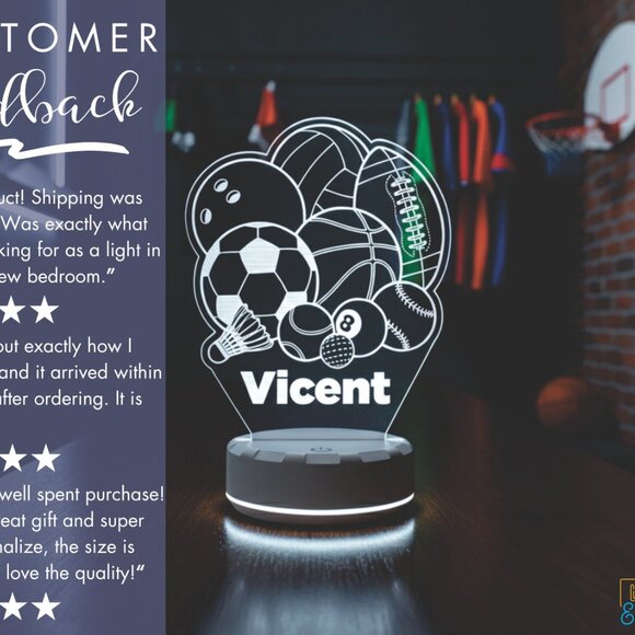 Custom Sports LED Night Light for Kids and Adults - Picture 7 of 8